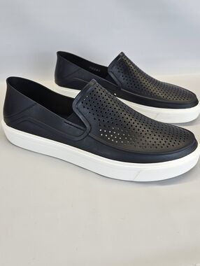 Crocs CitiLane Roka Mens 12 Black Perforated Slip On Sneakers Shoes Water Boat